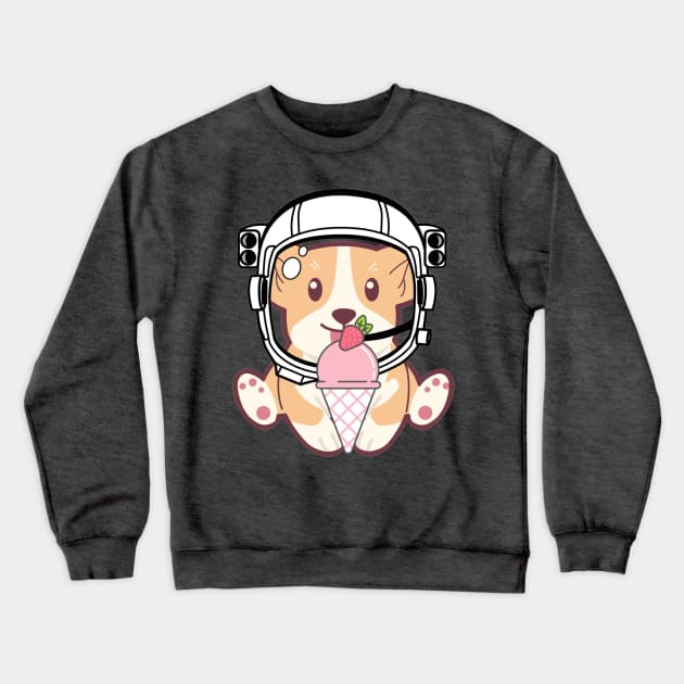 Space Corgi and his tasty ice cream - The Cool Astronaut Puppy! Crewneck Sweatshirt by LukjanovArt
